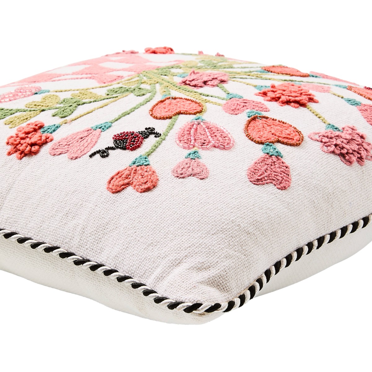 MacKenzie-Childs Hearts Bouquet Throw Pillow, Pink Checks