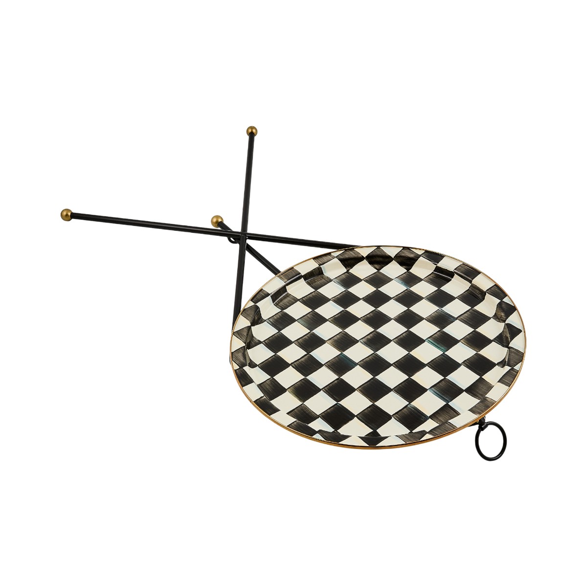 MacKenzie-Childs Enamel Tilt Accent Table, Courtly Check