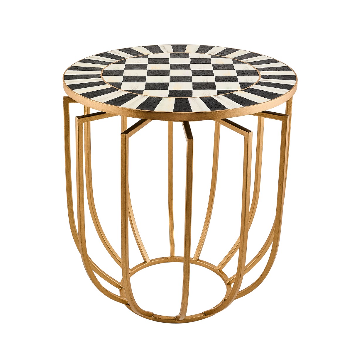MacKenzie-Childs Basket Accent Table, Courtly Check