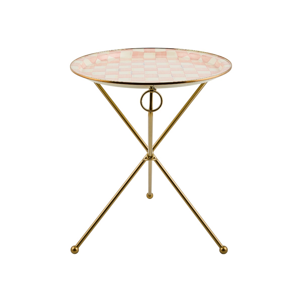 MacKenzie-Childs Enamel Tilt Accent Table, Rosy Check