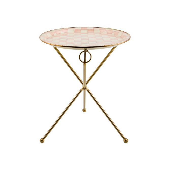 MacKenzie-Childs Enamel Tilt Accent Table, Rosy Check
