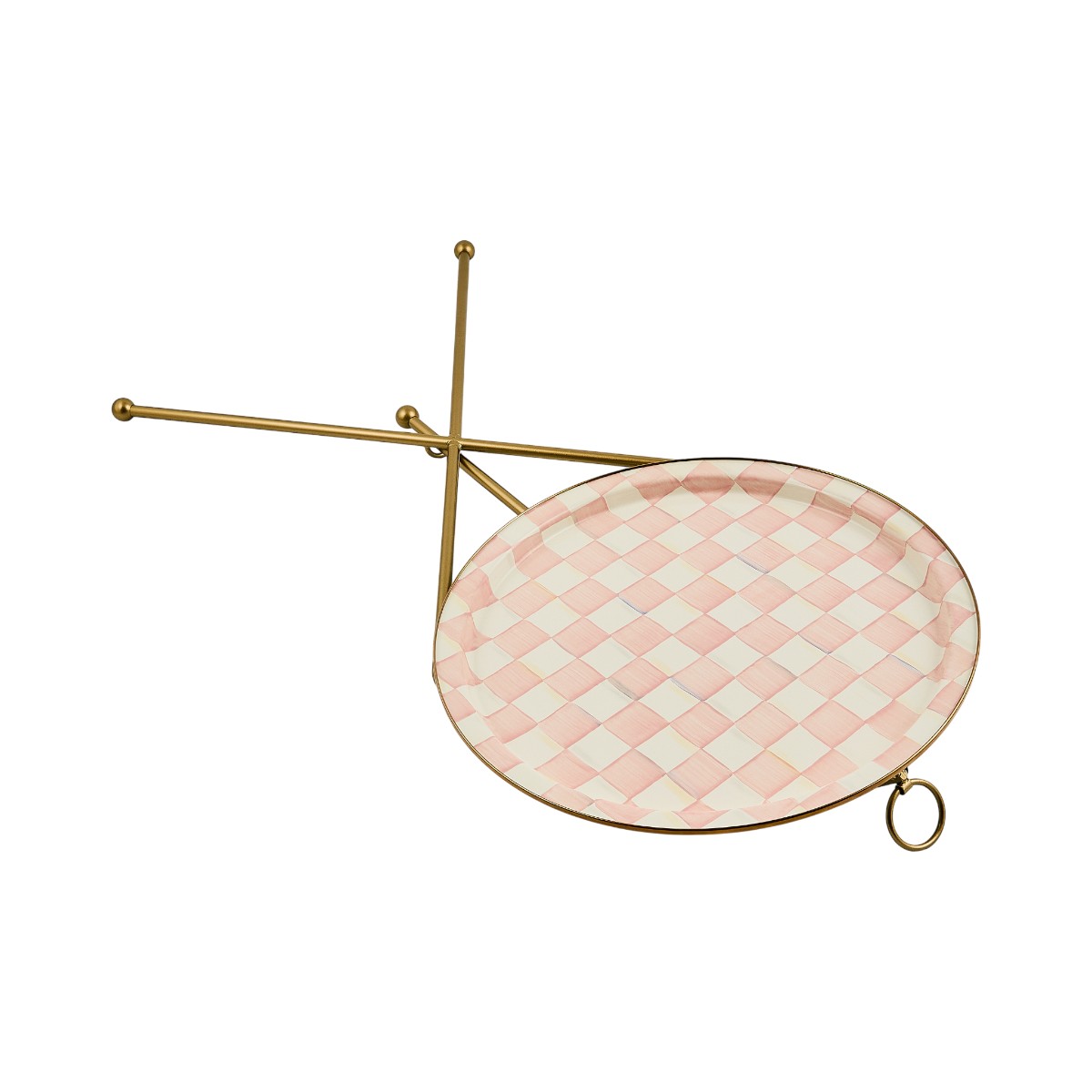 MacKenzie-Childs Enamel Tilt Accent Table, Rosy Check