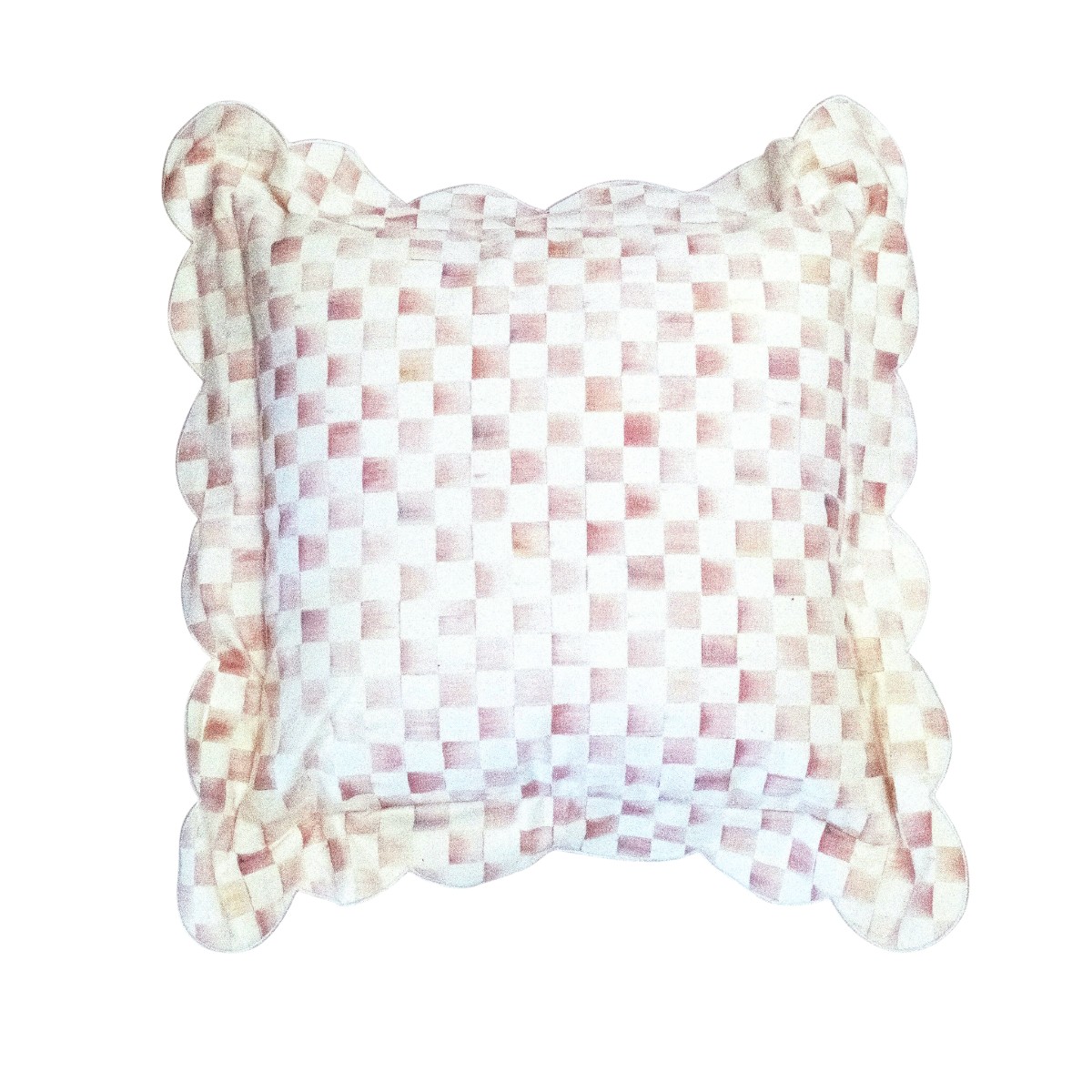 MacKenzie-Childs Scalloped Throw Pillow, Rosy Check
