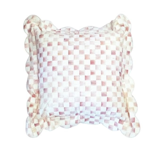 MacKenzie-Childs Scalloped Throw Pillow, Rosy Check