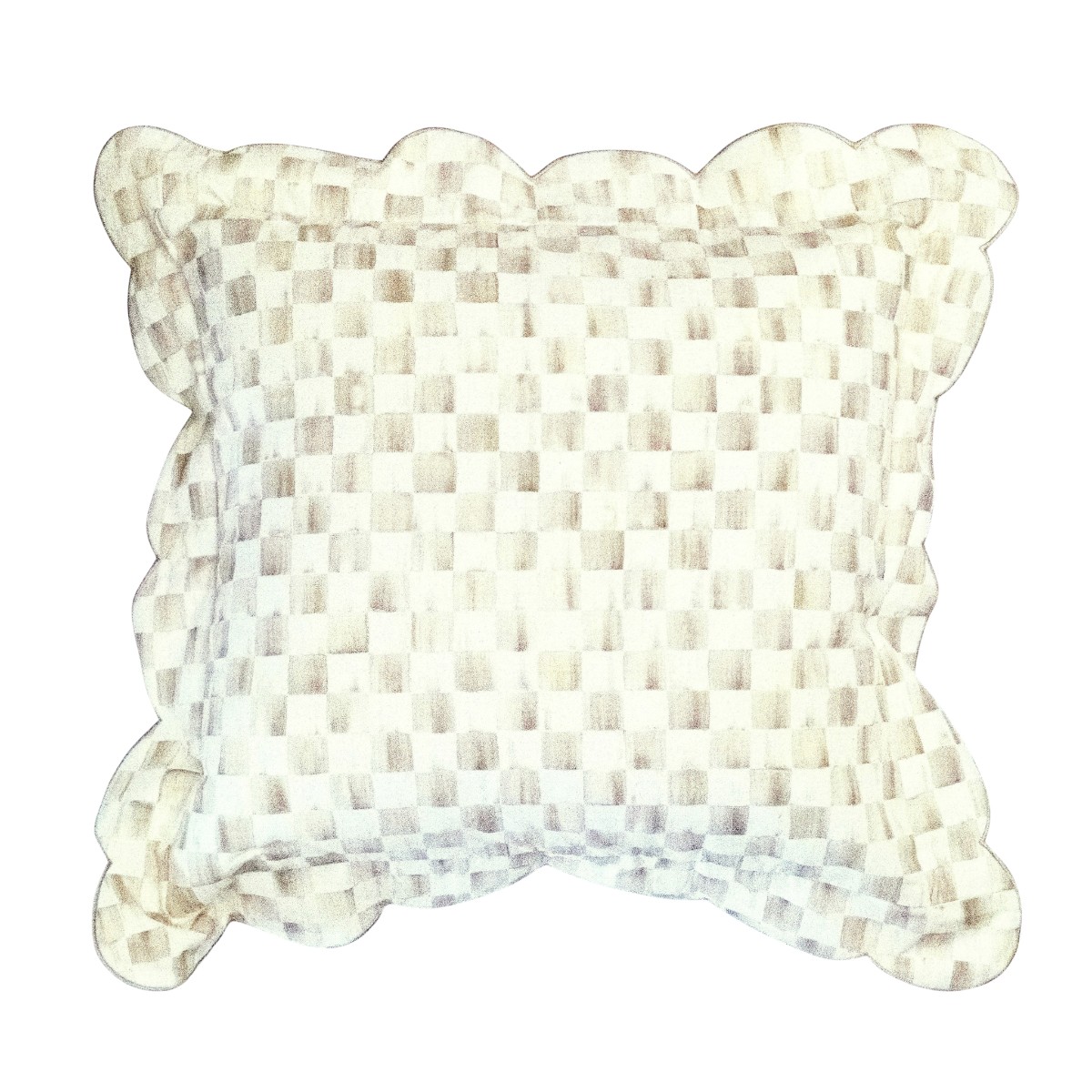 MacKenzie-Childs Scalloped Throw Pillow, Mocha Check