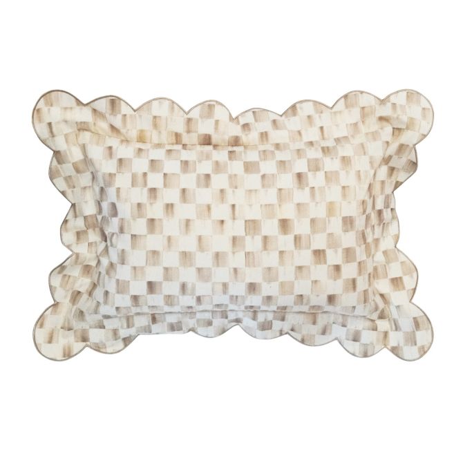 MacKenzie-Childs Lumbar Throw Pillow, Mocha Check