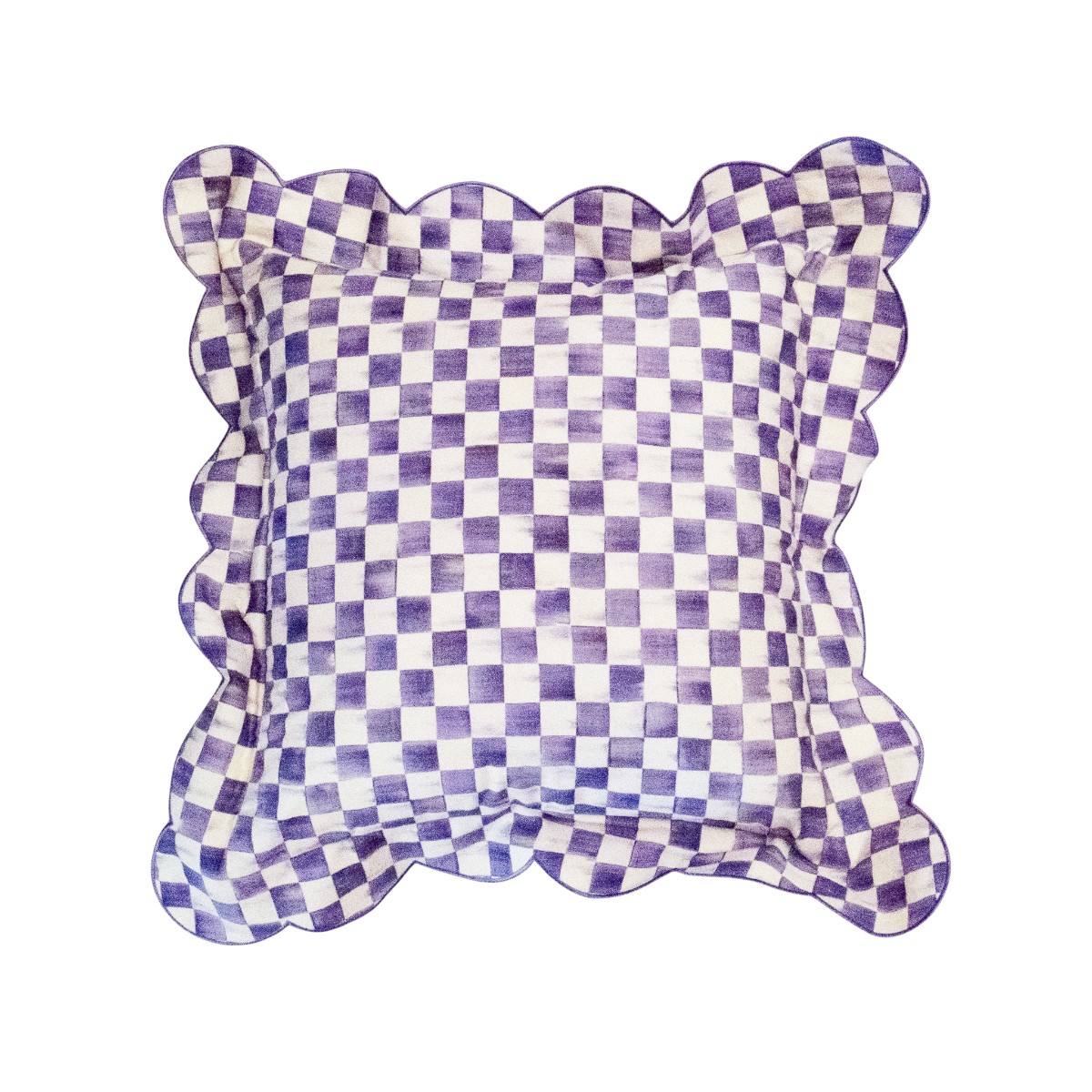 MacKenzie-Childs Scalloped Throw Pillow, Violet Check