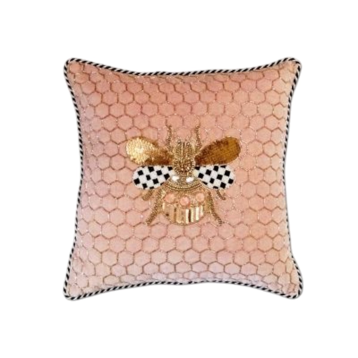 MacKenzie-Childs Queen Bee Pink Throw Pillow