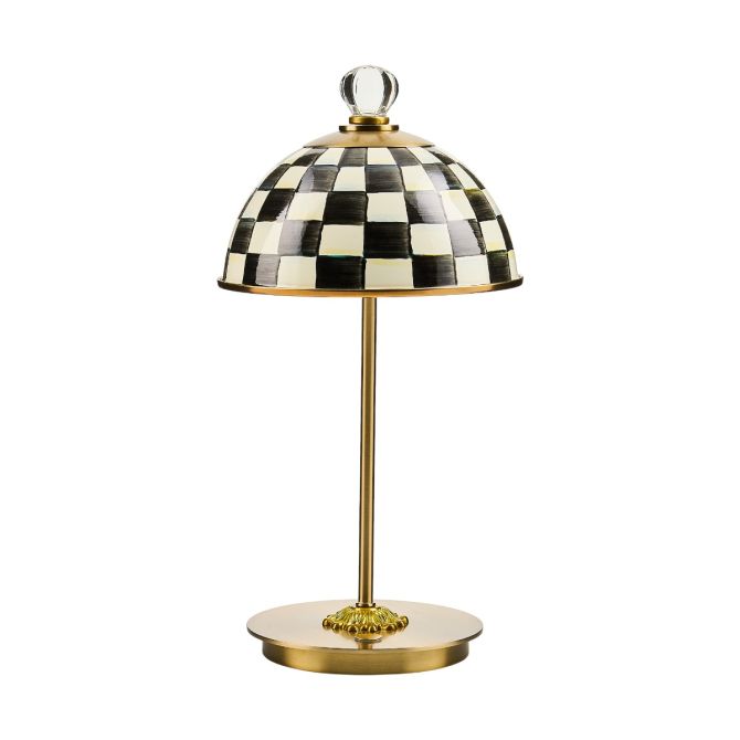 MacKenzie-Childs LED Rechargeable Dome Table Lamp, Courtly Check
