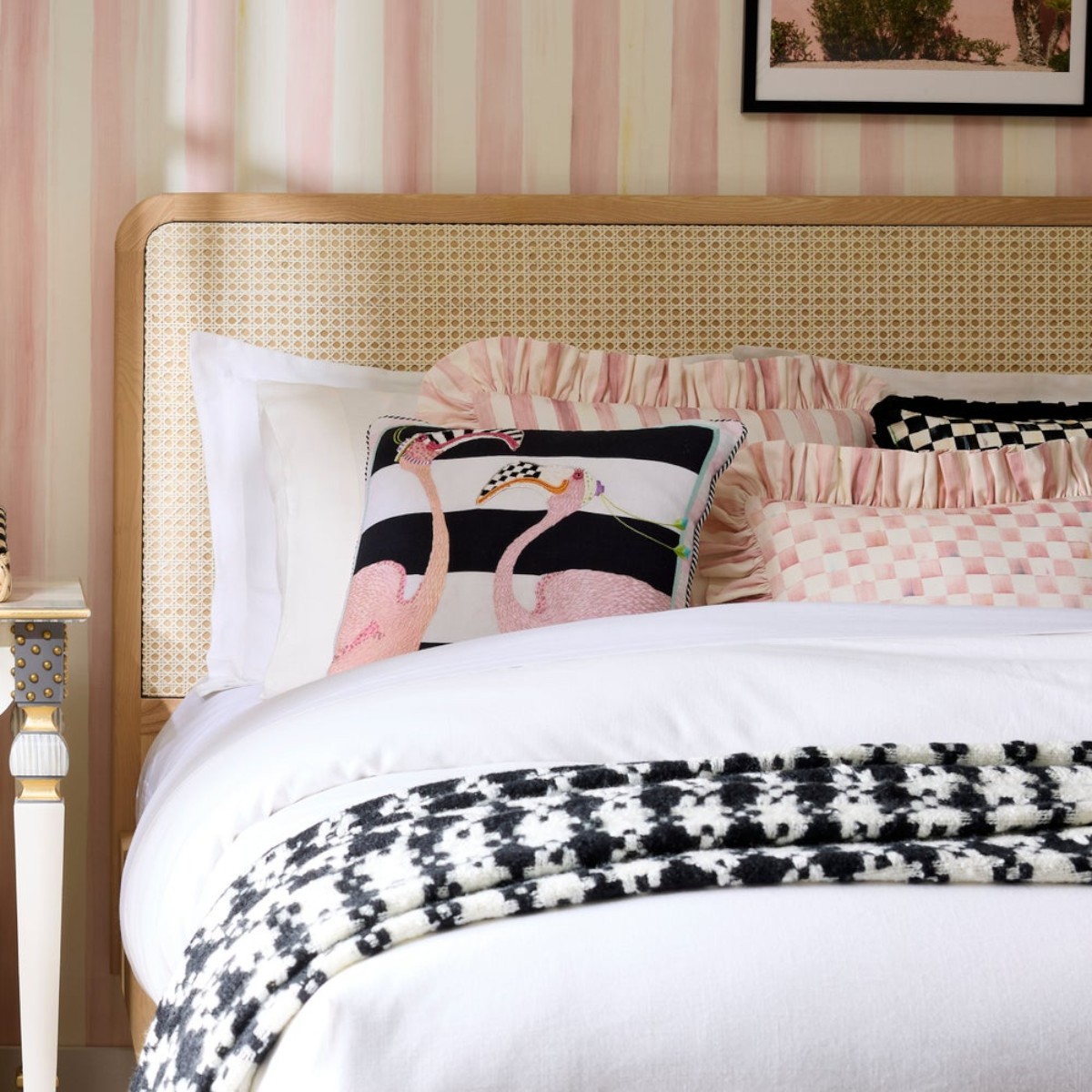 MacKenzie-Childs Patience Brewster Flamingo Throw Pillow