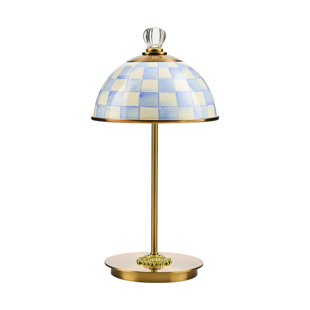 MacKenzie-Childs LED Rechargeable Dome Table Lamp, Sky Check