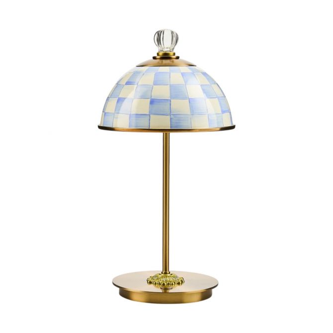 MacKenzie-Childs LED Rechargeable Dome Table Lamp, Sky Check