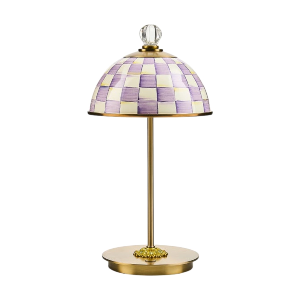 MacKenzie-Childs LED Rechargeable Dome Table Lamp, Violet Check