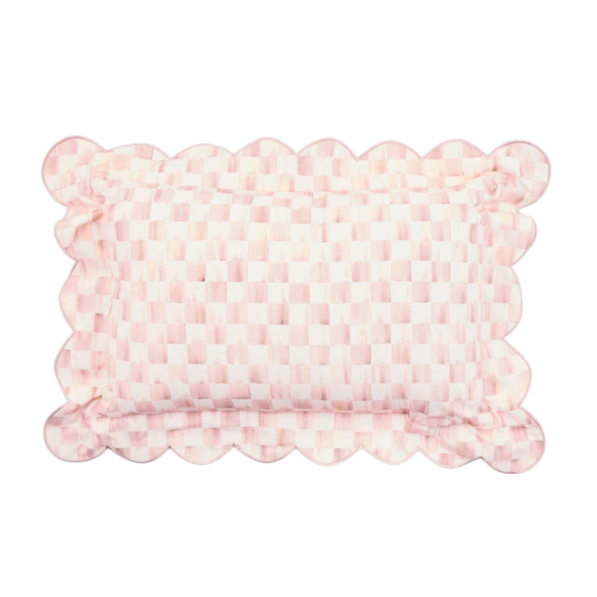 MacKenzie-Childs Reversible Scalloped Lumbar Throw Pillow, Rosy Check