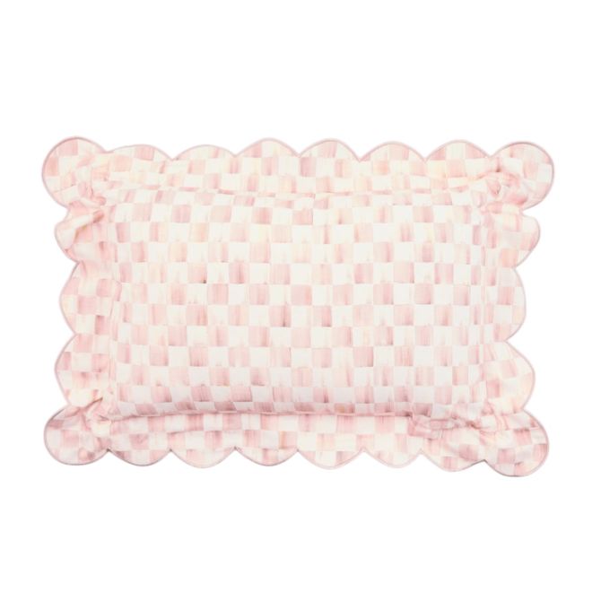 MacKenzie-Childs Reversible Scalloped Lumbar Throw Pillow, Rosy Check