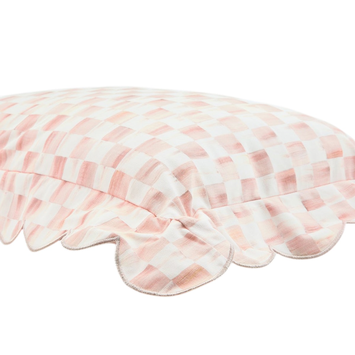 MacKenzie-Childs Reversible Scalloped Lumbar Throw Pillow, Rosy Check