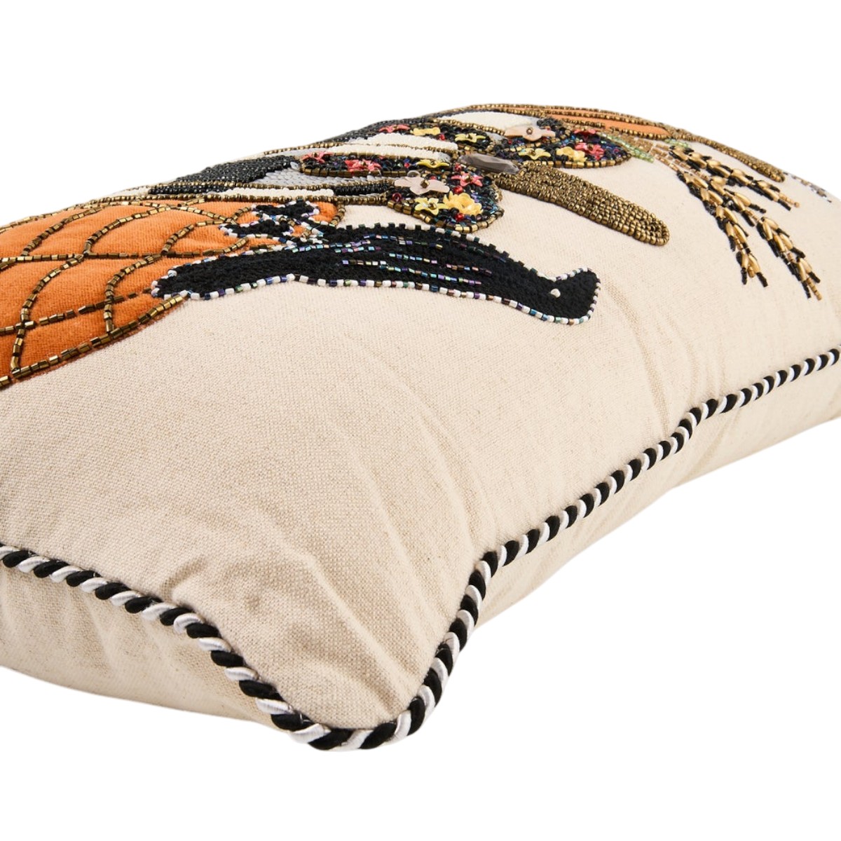 MacKenzie-Childs Pumpkin and Crow Lumbar Throw Pillow