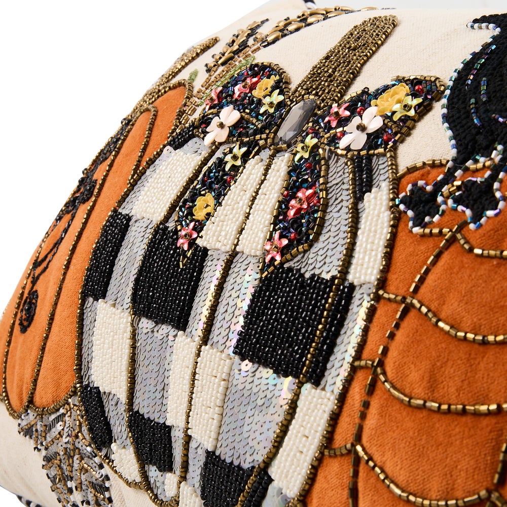 MacKenzie-Childs Pumpkin and Crow Lumbar Throw Pillow