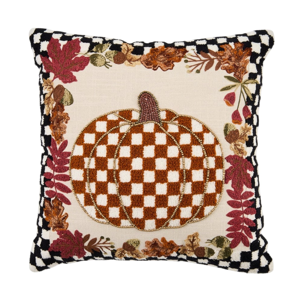 MacKenzie-Childs Check Pumpkin Throw Pillow