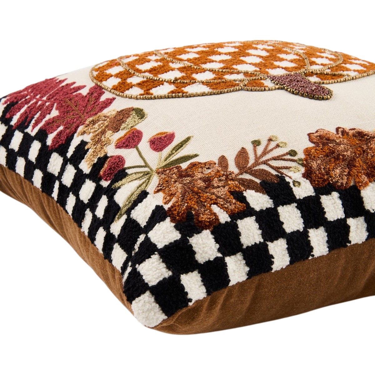 MacKenzie-Childs Check Pumpkin Throw Pillow