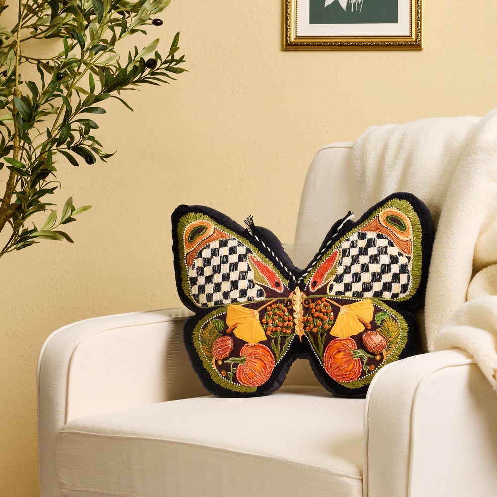 MacKenzie-Childs Harvest Moth Shaped Pillow