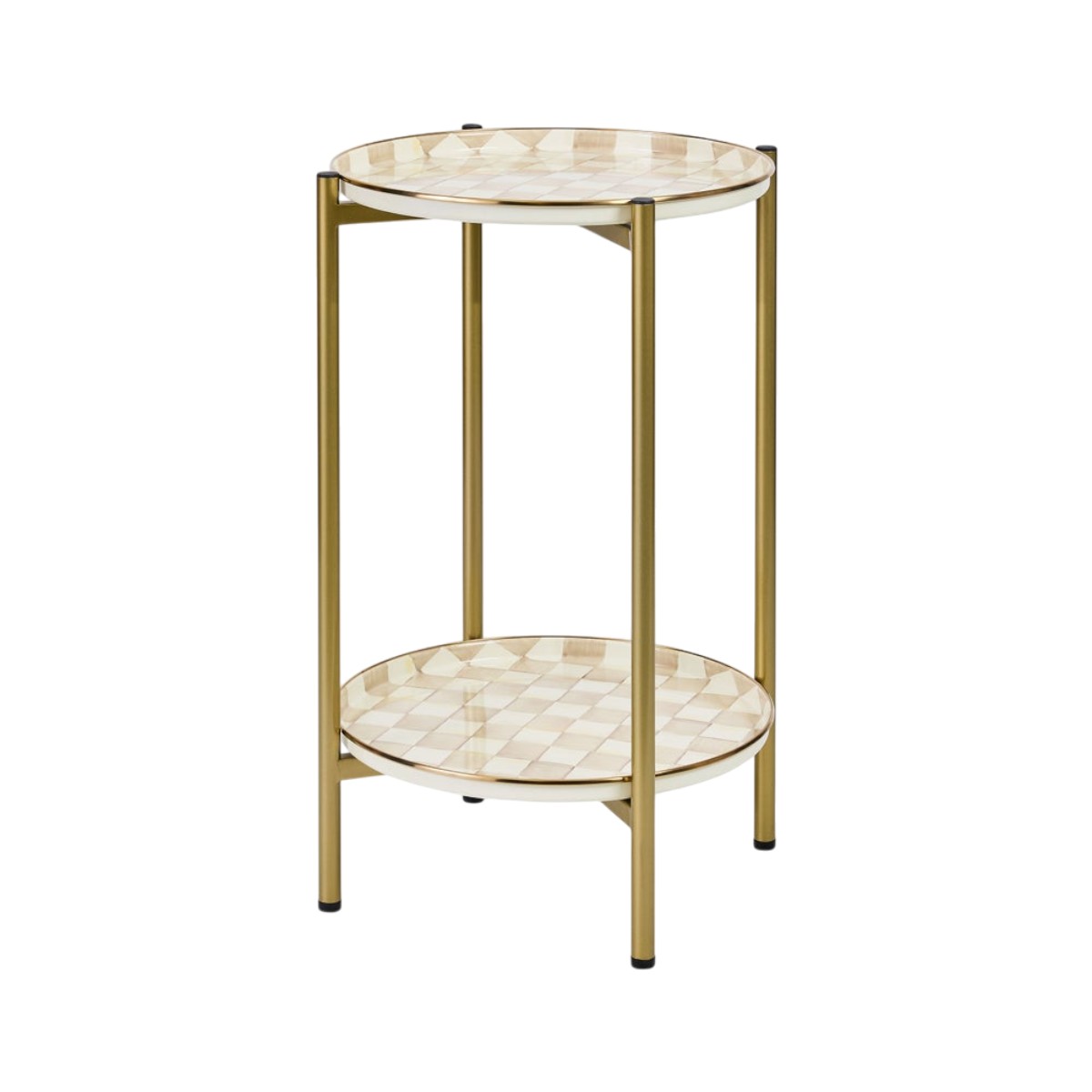 MacKenzie-Childs Enamel 2 Tier Cocktail Table, Mocha Check