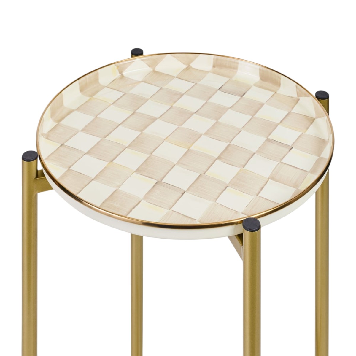 MacKenzie-Childs Enamel 2 Tier Cocktail Table, Mocha Check