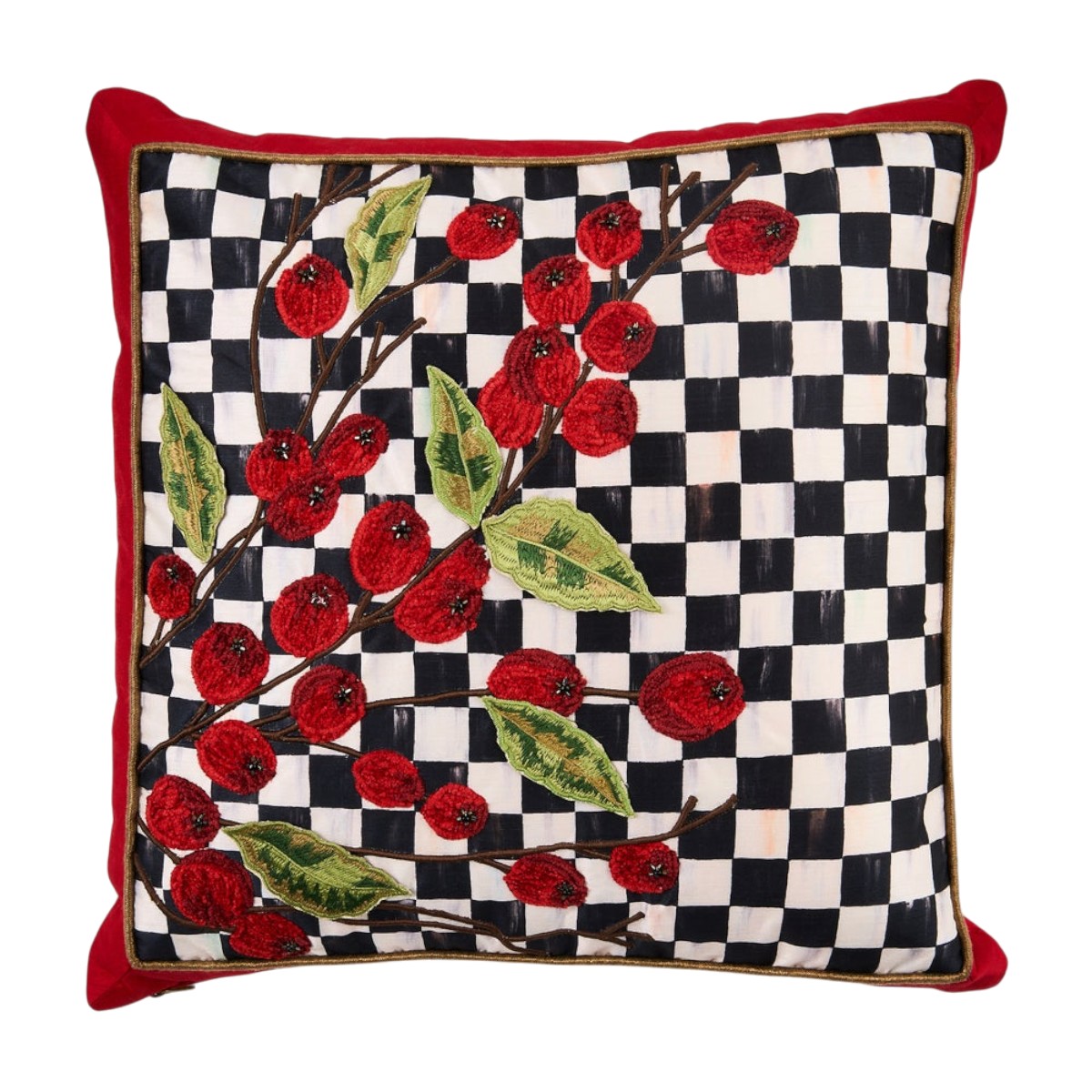 MacKenzie-Childs Courtly Check Holly Throw Pillow