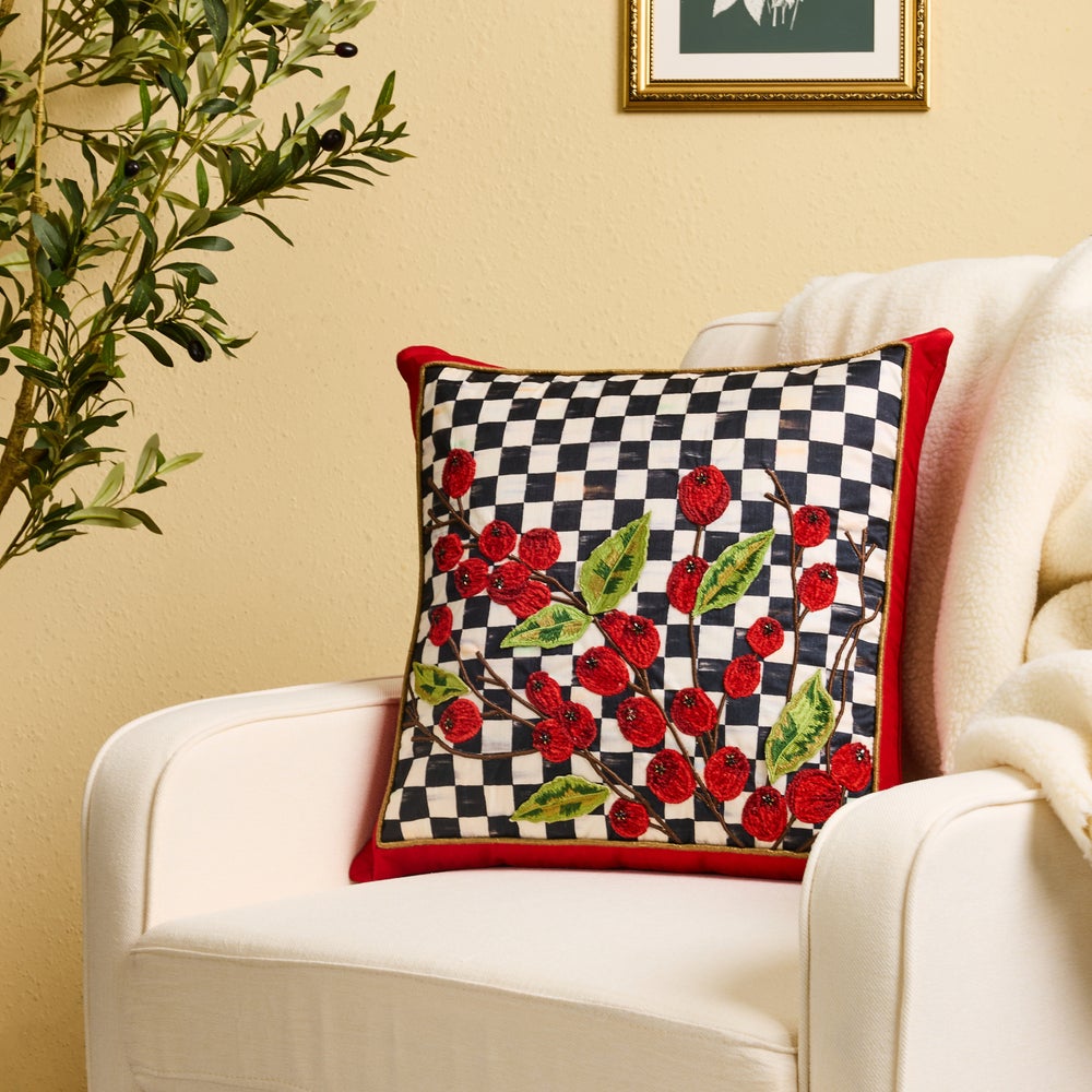 MacKenzie-Childs Courtly Check Holly Throw Pillow