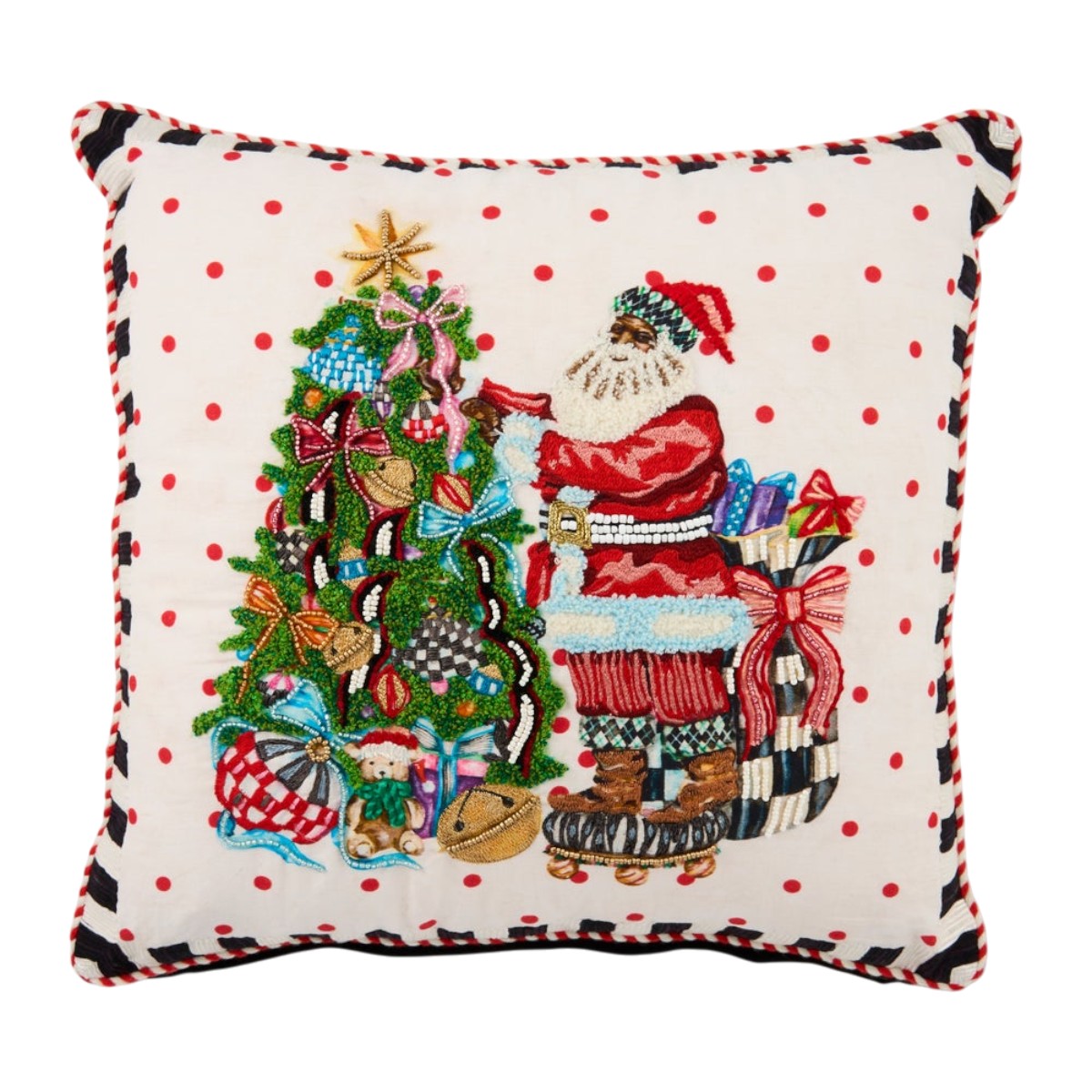 MacKenzie-Childs Tree Trimming Santa Throw Pillow