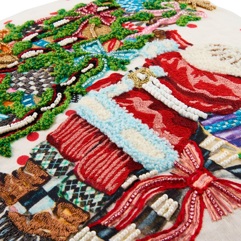 MacKenzie-Childs Tree Trimming Santa Throw Pillow