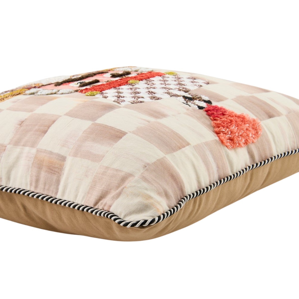 MacKenzie-Childs Mocha Check Nutcracker Throw Pillow
