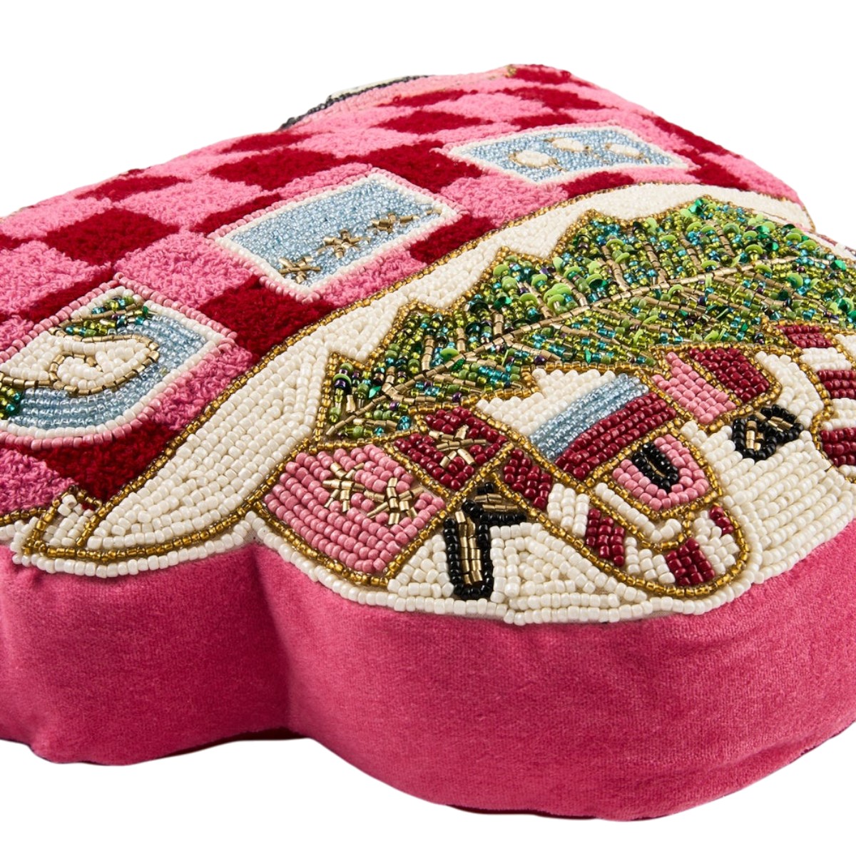 MacKenzie-Childs Holiday Bus Shaped Throw Pillow