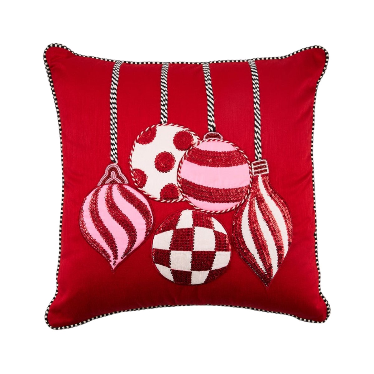 MacKenzie-Childs Red Ornament Throw Pillow