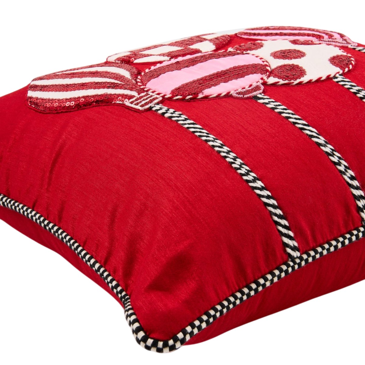 MacKenzie-Childs Red Ornament Throw Pillow