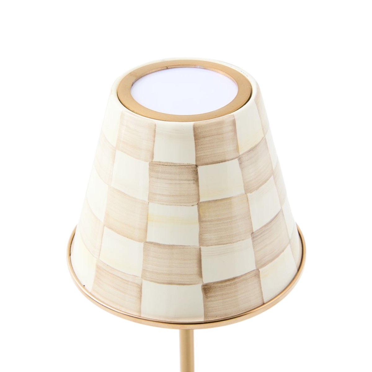 MacKenzie-Childs LED Rechargable Cafe Table Lamp, Mocha Check