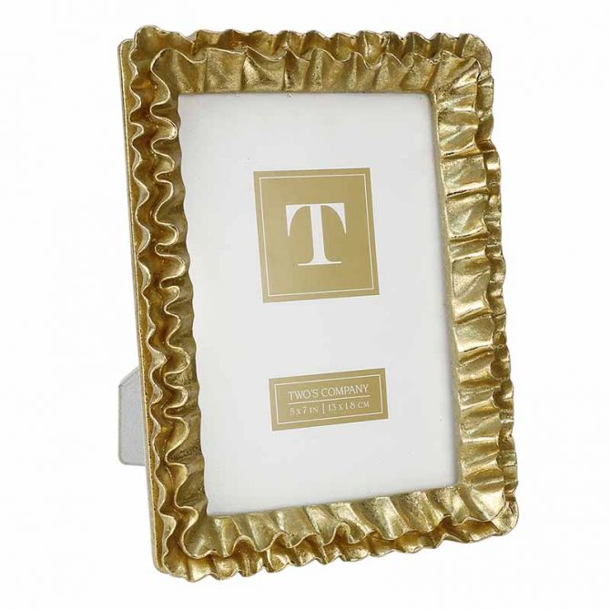 Two's Company Gold Ruffle Frame, 5x7