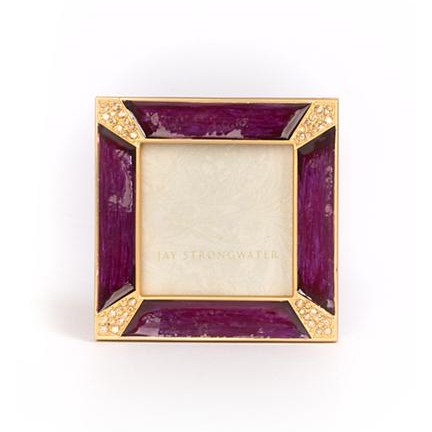 Jay Strongwater Leland Pave Corner Bouquet Square Frame, 2"