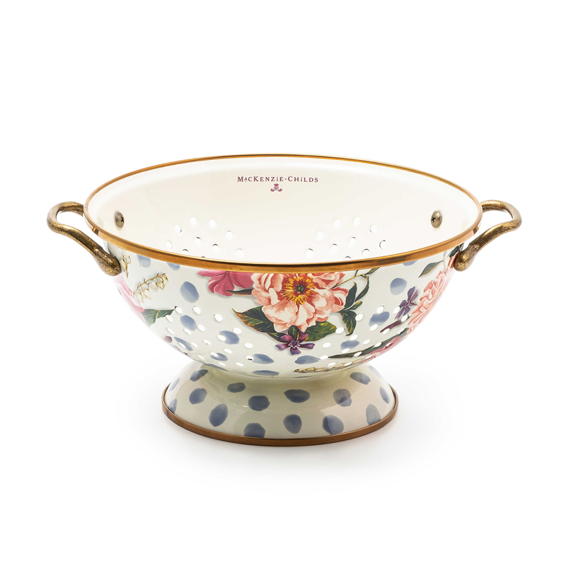 MacKenzie-Childs Wildflowers Enamel Large Colander, Blue