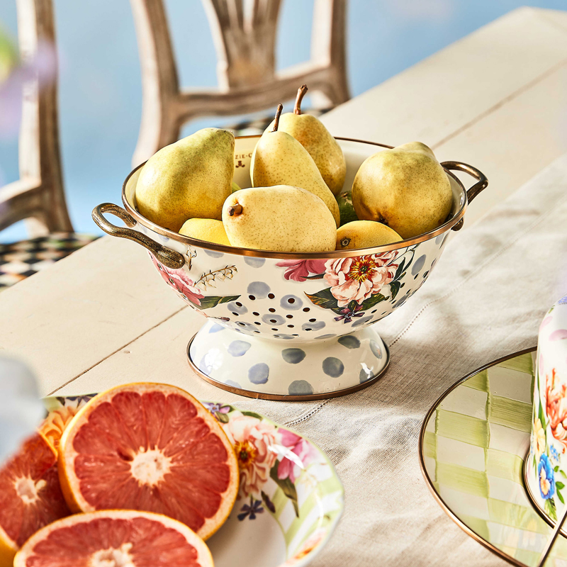 MacKenzie-Childs Wildflowers Enamel Large Colander, Blue