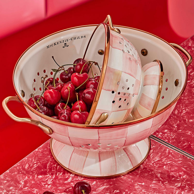MacKenzie-Childs Rosy Check Colander, Small