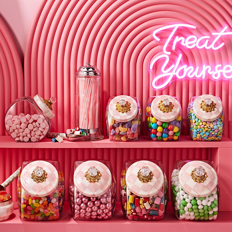 MacKenzie-Childs Sweets Jar with Rosy Check Enamel Lid