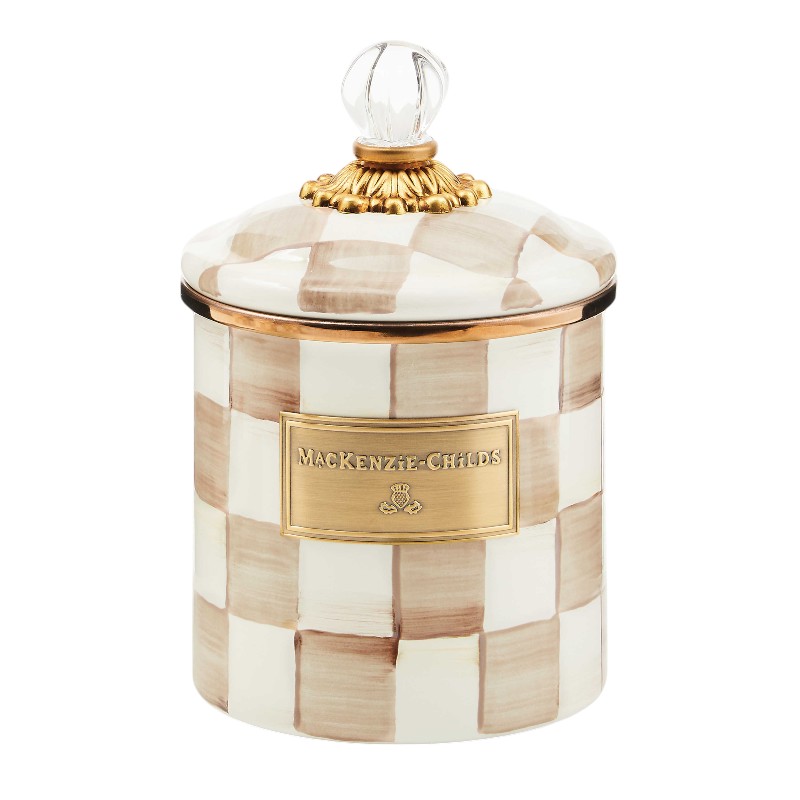 MacKenzie-Childs Mocha Check Small Canister
