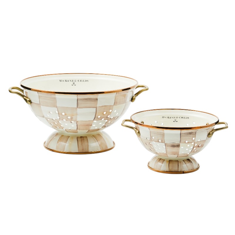 MacKenzie-Childs Mocha Check Colander, Large