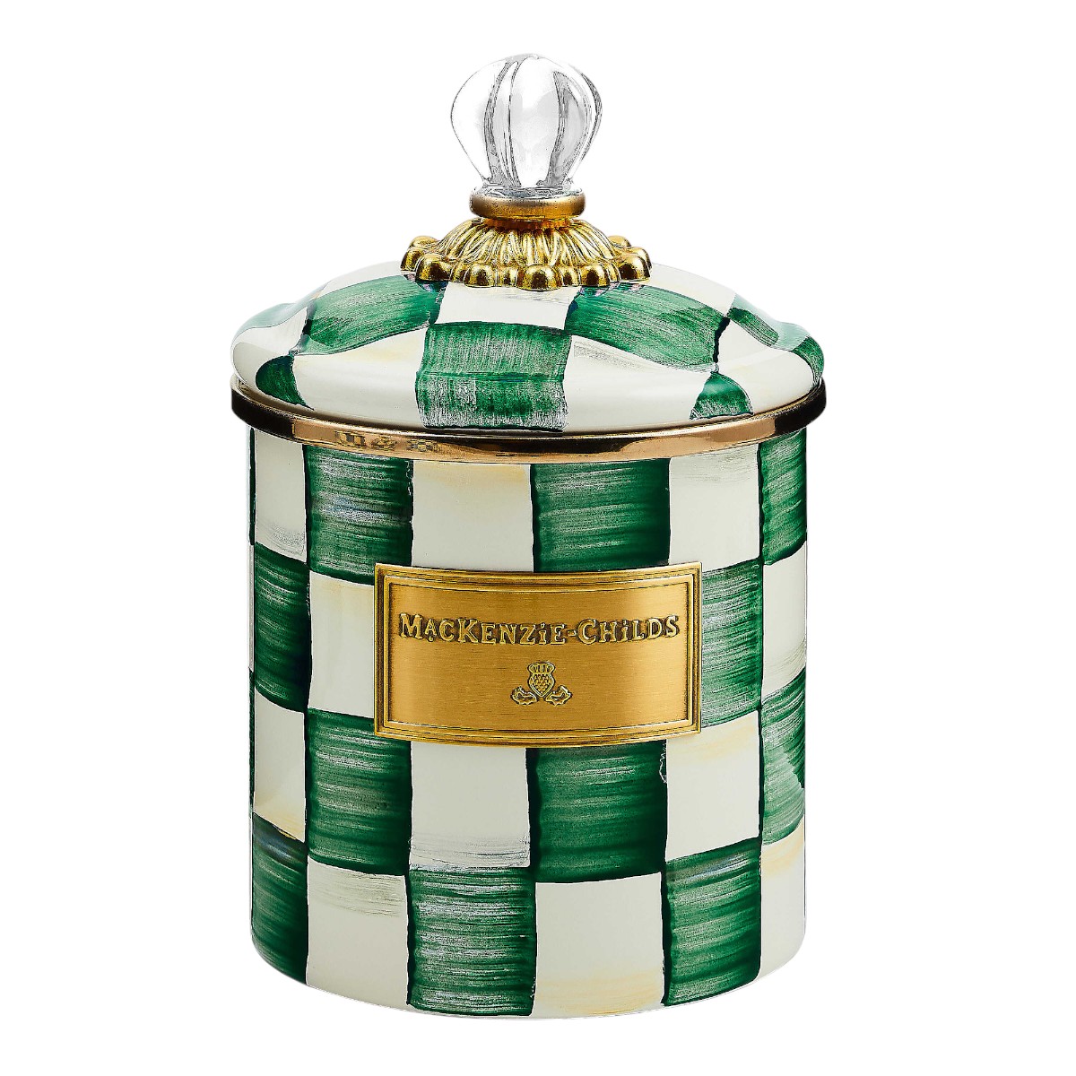 MacKenzie-Childs Emerald Check Small Canister