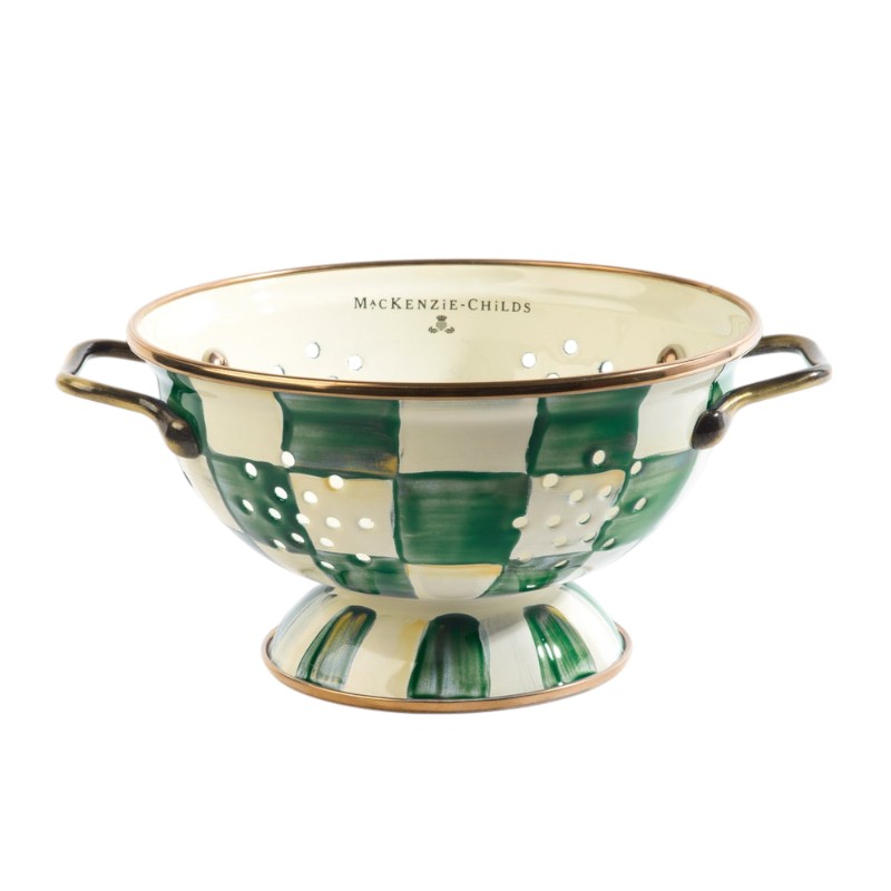 MacKenzie-Childs Small Colander, Emerald Check