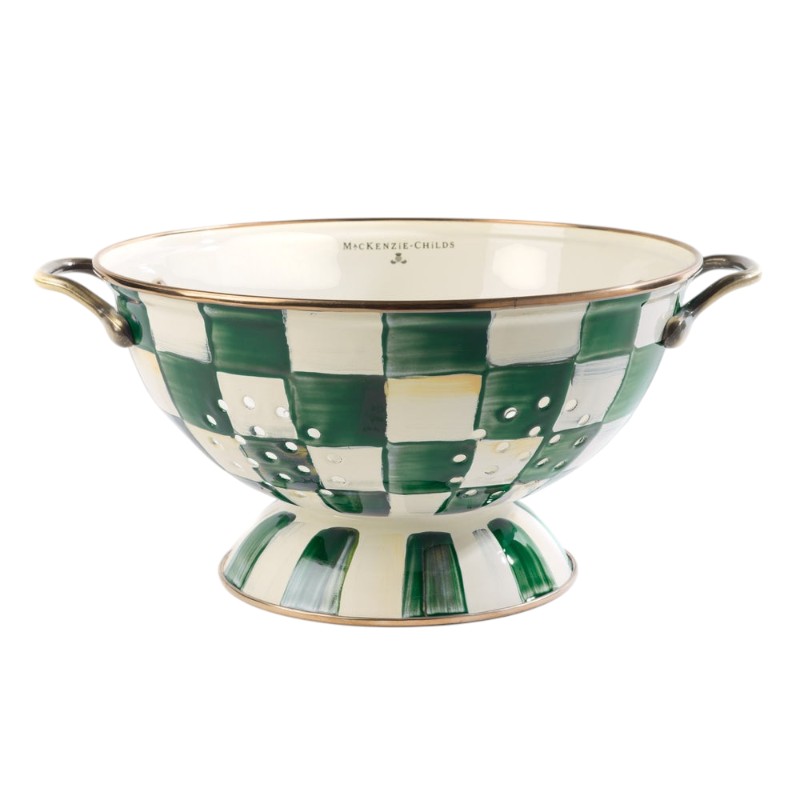 MacKenzie-Childs Large Colander, Emerald Check
