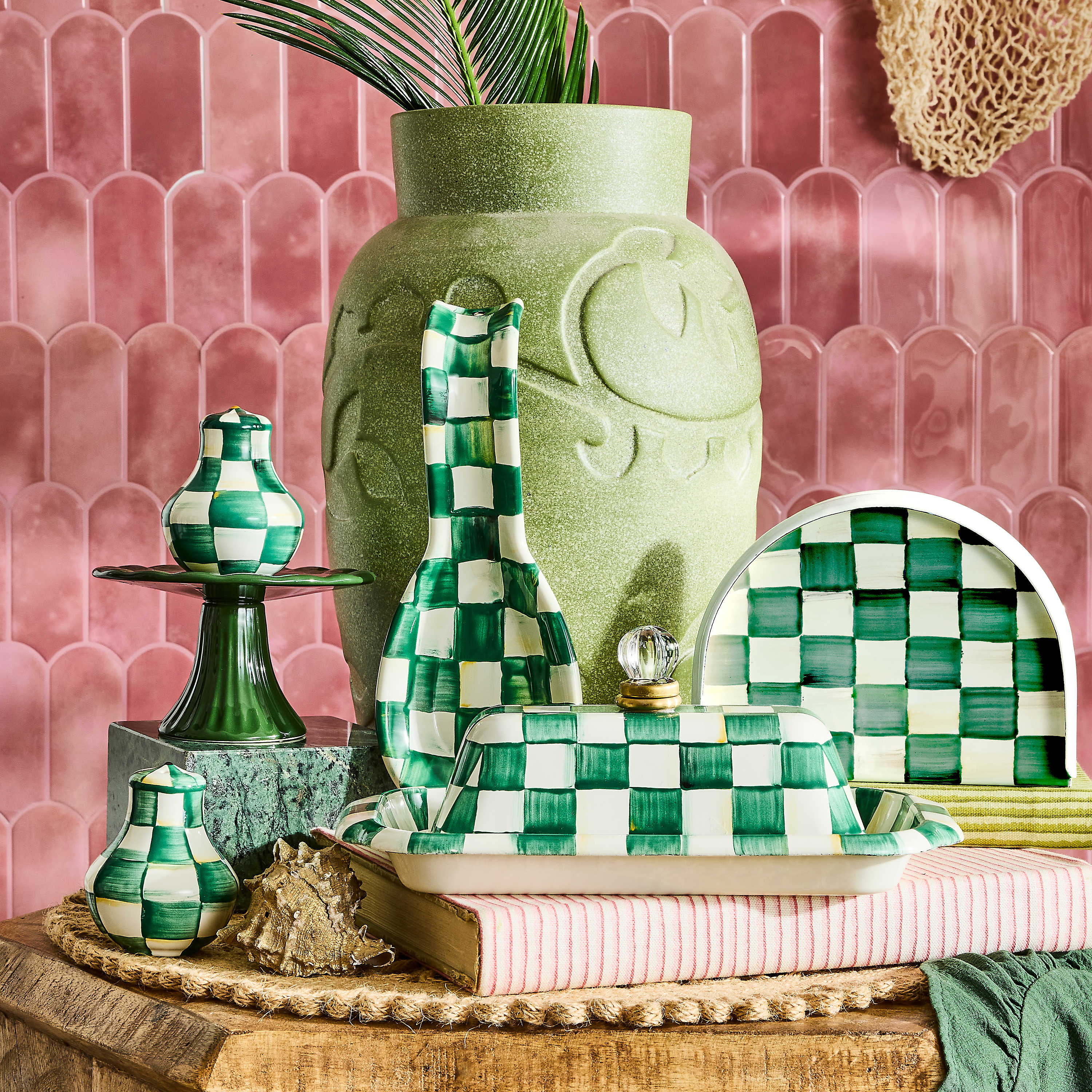 MacKenzie-Childs Emerald Check Spoon Rest
