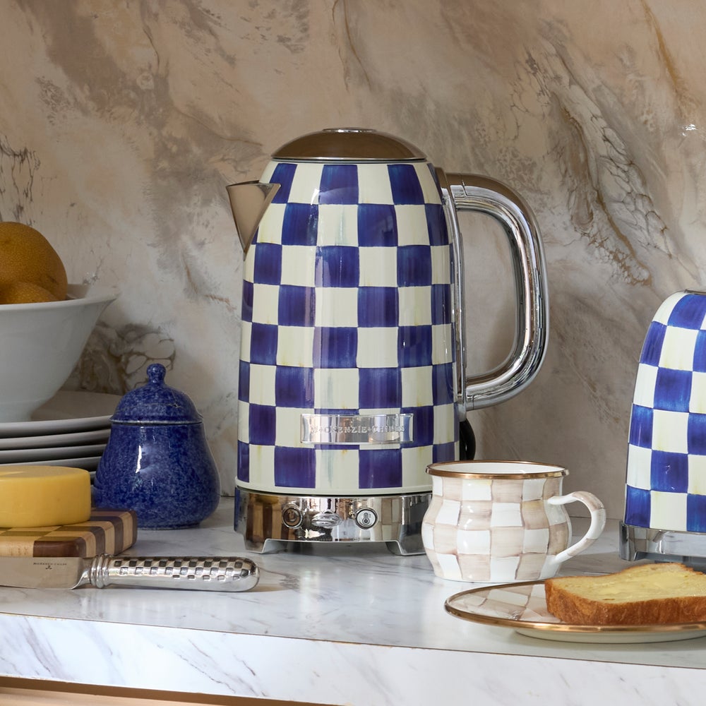 MacKenzie-Childs Electric Kettle, Royal Check
