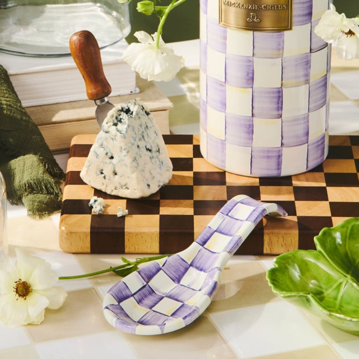 MacKenzie-Childs Spoon Rest, Violet Check